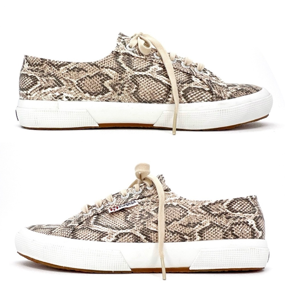 Superga 2750 Snake Print Low-Top Sneakers in Beige and Brown - Picture 5 of 13